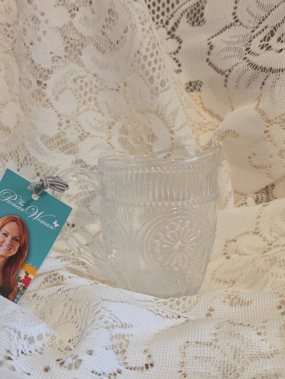 The Pioneer Woman Clear Adeline Creamer Glass with Embossed Pattern NWT